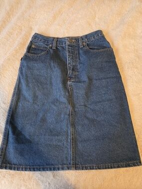 VTG Sasson Jeans Dark Blue Denim Midi Skirt